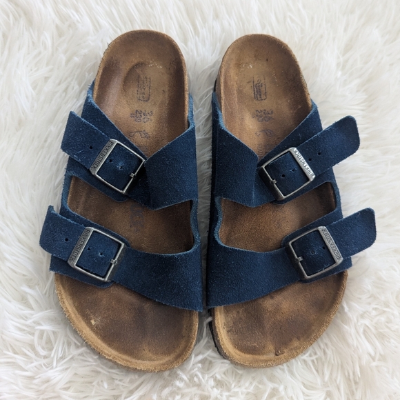 Birkenstock Arizona Soft Footbed Suede Leather Navy 36 Ladies 5 - Picture 1 of 5
